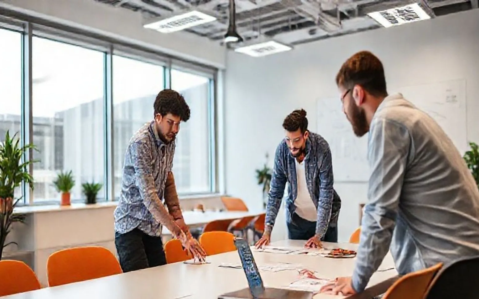 Team development activity in modern room